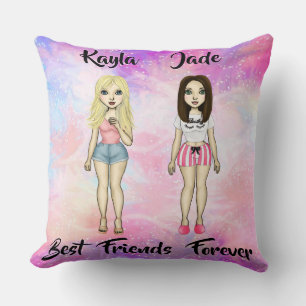 Coussin Meilleurs amis Forever Blonde et Brunette Custom