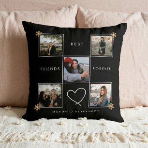 Coussin Meilleurs amis Forever Cinq photo Collage noir