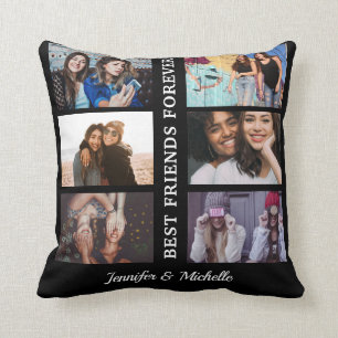 Coussin Meilleurs amis noms personnalisés et 6 photos col