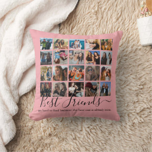 Coussin Meilleurs amis Photo Collage rose