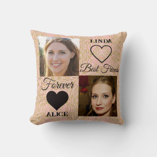 Coussin Meilleurs amis pour toujours BFF Gold Pink Photo C