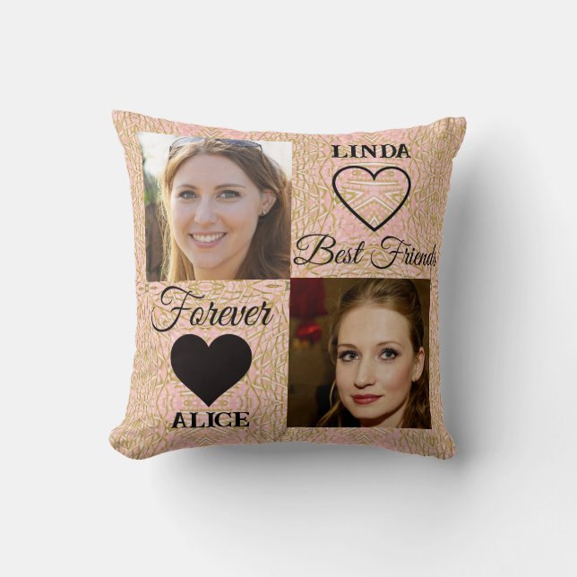 Coussin Meilleurs amis pour toujours BFF Gold Pink Photo C (Recto)