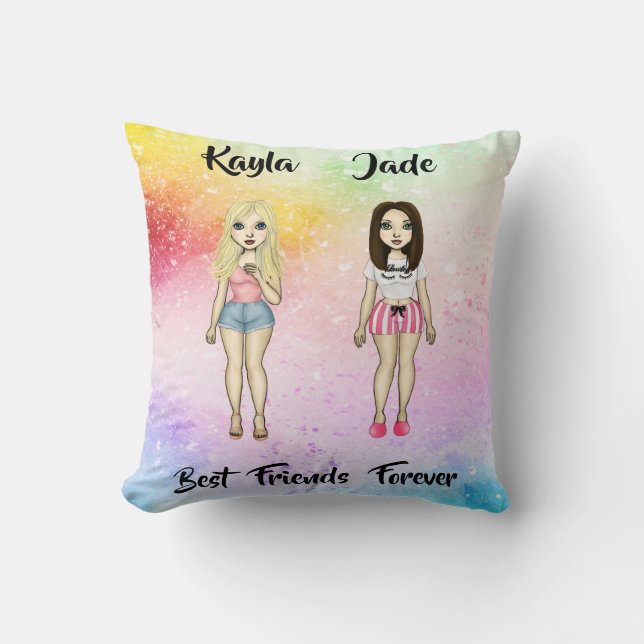 Coussin Meilleurs Amis Pour Un Blonde Brunette Couleur Spl (Recto)