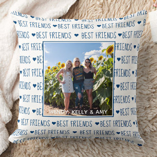 Coussin Meilleurs amis Stylish Blue Friendship Photo