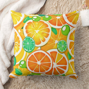 Coussin Mélange Citronné Vibrant - Tranches Fraîches & Jut