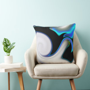 Coussin Mélange de lisse avec des courbes de néon bleu sur