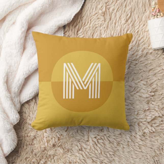 Coussin Mélange moutarde Jaune Géométrique Monogramme mode (Couverture)