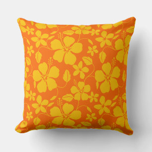 COUSSIN MÉLANGE ORANGE HULA HAWAÏEN (HIBISCUS)