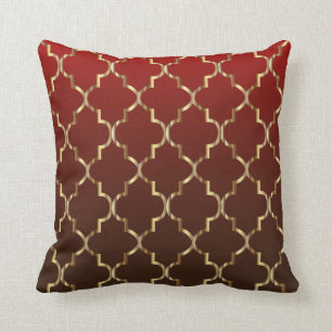Coussin Mélange rouge foncé et Brown  Motif de la feuille