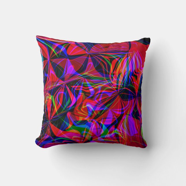 Coussin Mélange Rouge Psychedelique Abstrait Coloré (Recto)