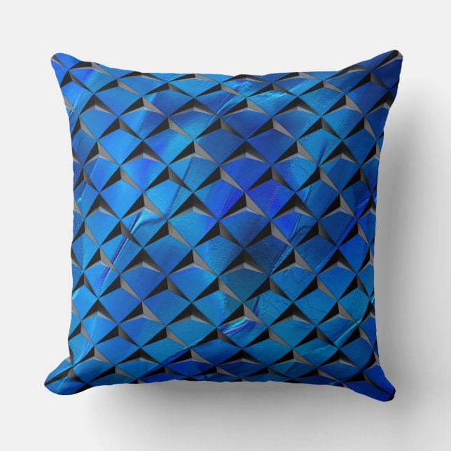 Coussin Mélanger des carrés 3D avec une texture bleue de l (Recto)