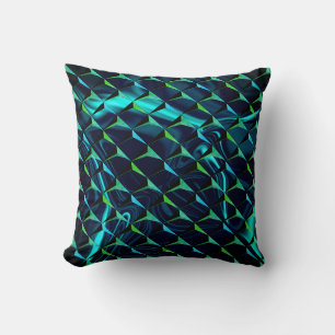 Coussin Mélanger des courbes 3D et cyan ou des ondulations