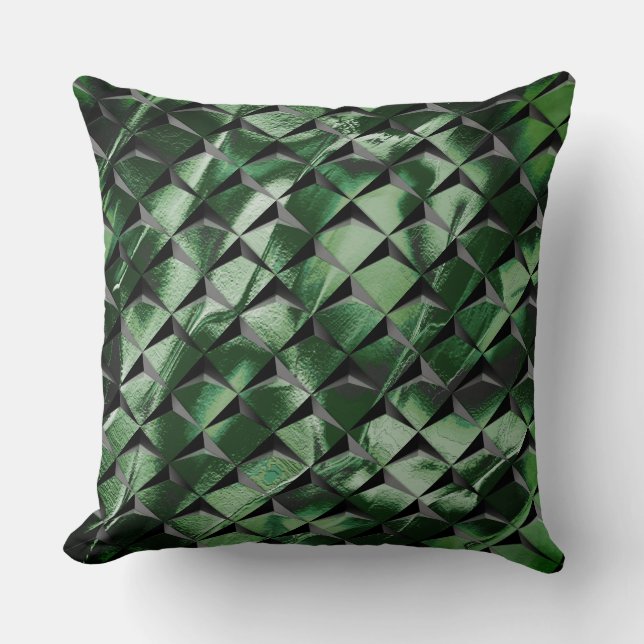 Coussin Mélanger les carrés 3D avec l'image vert foncé de  (Recto)