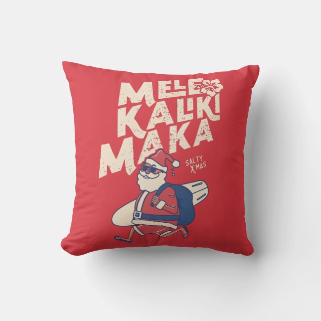 Coussin Mele Kalikimaka - Funny Noël hawaïen à Père Noël (Recto)