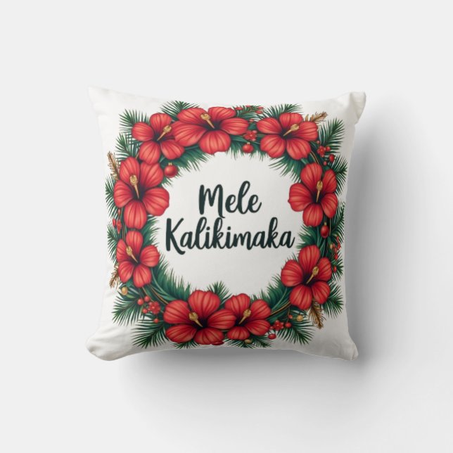 Coussin Mele Kalikimaka Hawaiian Holiday Art (Recto)