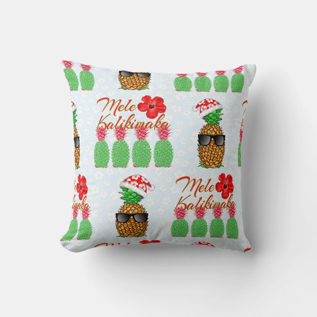 Coussin Mele Kalikimaka Hawaiian Pineappy Joyeux Noël (Recto)