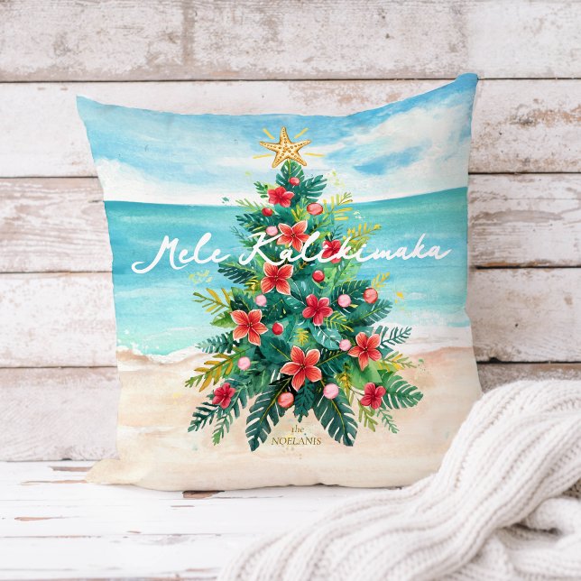 Coussin Mele Kalikimaka Palm Tree Tropical Christmas Decor (Créateur téléchargé)