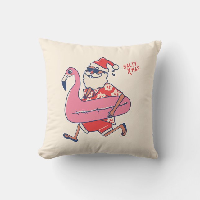 Coussin Mele Kalikimaka Père Noël Flamant rose Getaways de (Recto)