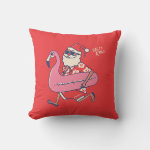 Coussin Mele Kalikimaka Père Noël Flamant rose Noël Getawa