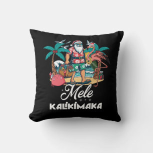 Coussin Mele Kalikimaka Père Noël Flamant rose Noël tropic