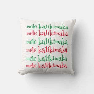 Coussin mele kalikimaka rouge et vert Noël hawaïen