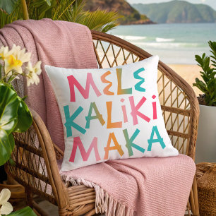 Coussin Mele Kalikimaka Typographie tropicale Noël
