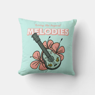Coussin Mélodies tropicales Ukulele Floral Art