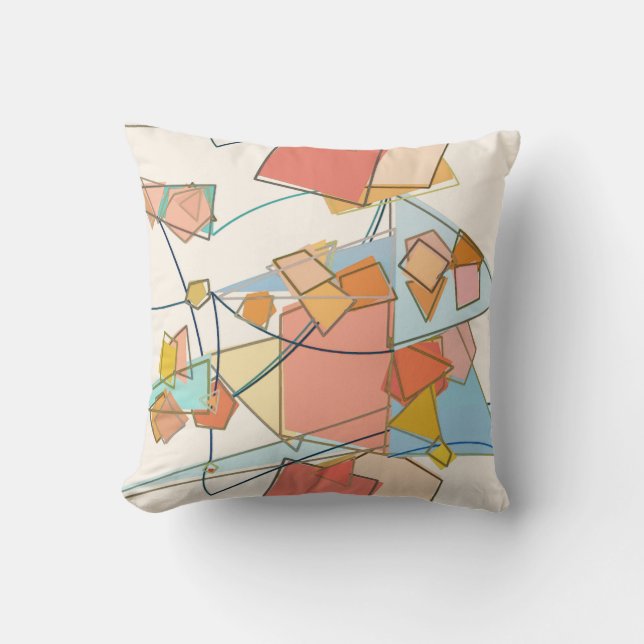 Coussin Melon, rose et Aqua Mid-Century moderne Abstrait (Recto)