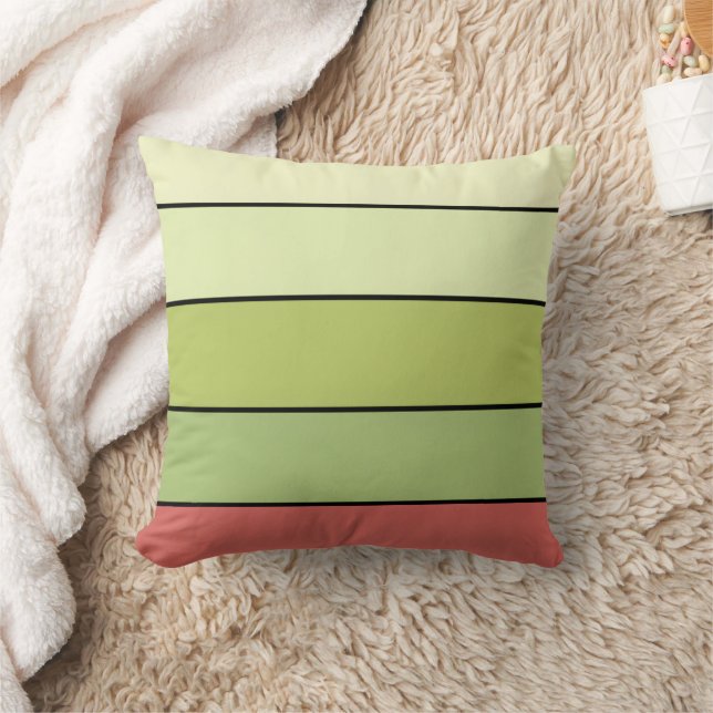 Coussin Melon Rouge Vert Bandes De Couleur Sur Papier Aqua (Couverture)