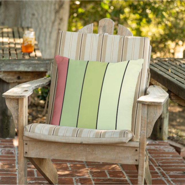 Coussin Melon Rouge Vert Bandes De Couleur Sur Papier Aqua (Chaise)