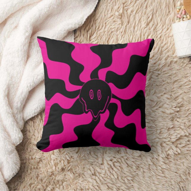Coussin Melt de sourire - Magenta et noir (Couverture)