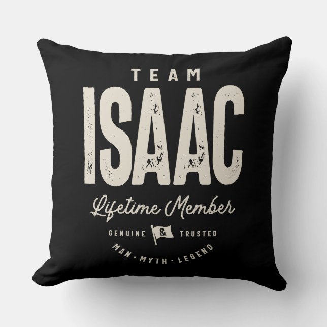 Coussin Membre à vie de l'équipe Isaac Nom personnalisé (Recto)