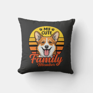 Coussin Membre de la famille Corgi mignon amateur de chien