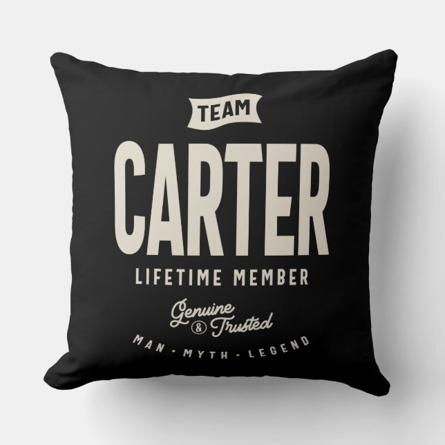 Coussin Membre de l'équipe Carter à vie Nom personnalisé (Recto)