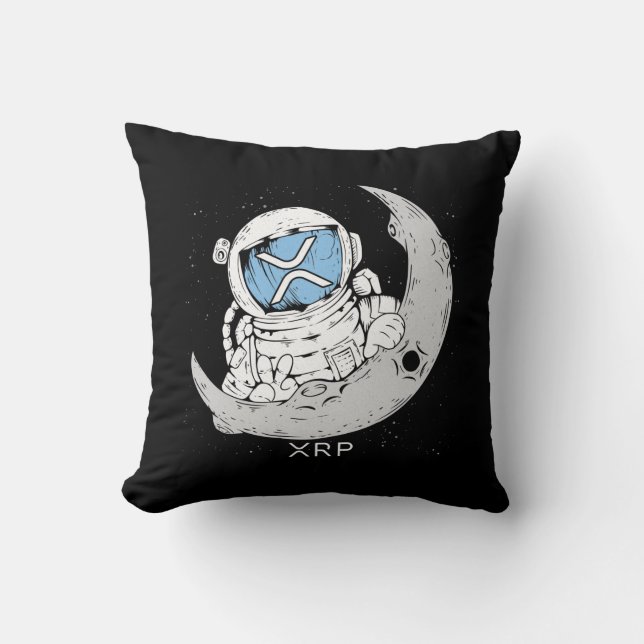 Coussin Mème de crypto XRP Cryptomonnaie Cute Astronaut Mo (Recto)