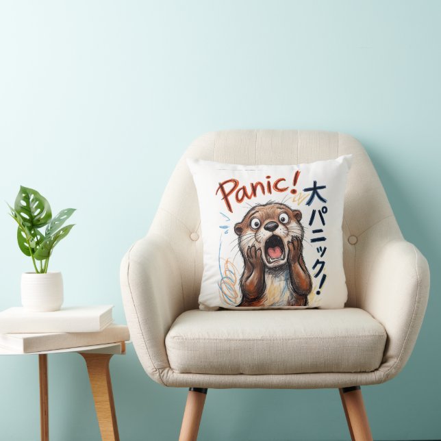 Coussin Mème drôle de loutre paniquée  (Chaise)