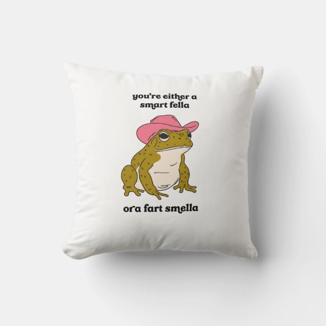 Coussin Meme Grenouille Cowboy Mec Intelligent ou Odeur de (Recto)