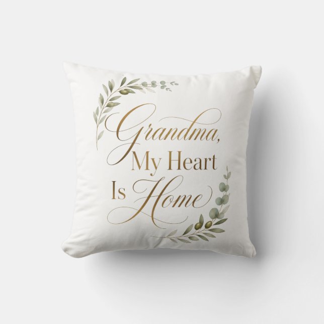 Coussin Mémé, mon cœur est chez toi (Recto)