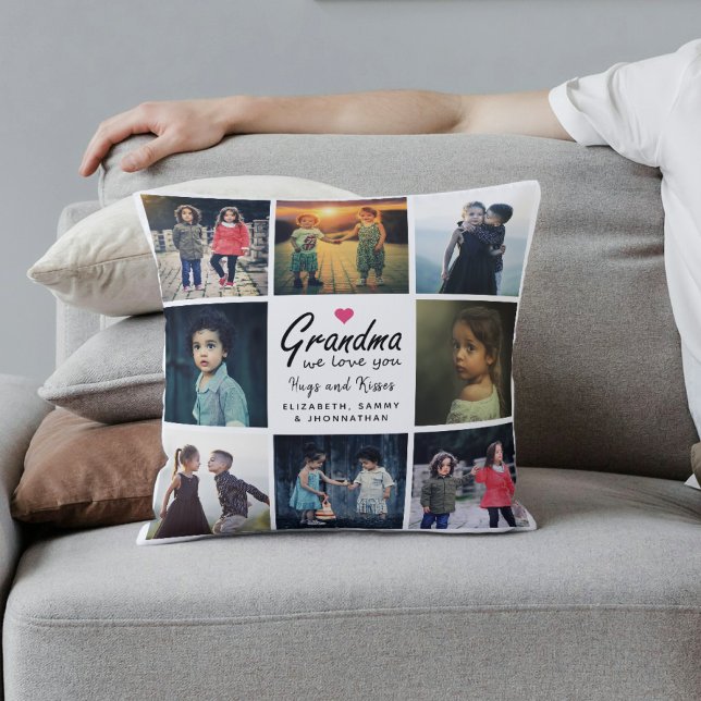 Coussin Mémé nous t'aimons Script 8 Collage de photos pers (Créateur téléchargé)