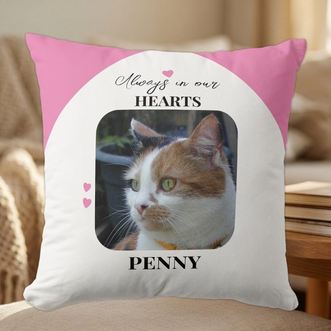 Coussin Mémento de chat 2 photos Mémorial rose (Créateur téléchargé)