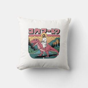 Coussin Mèmes drôles de Jésus, Jésus monte un dinosaure ro