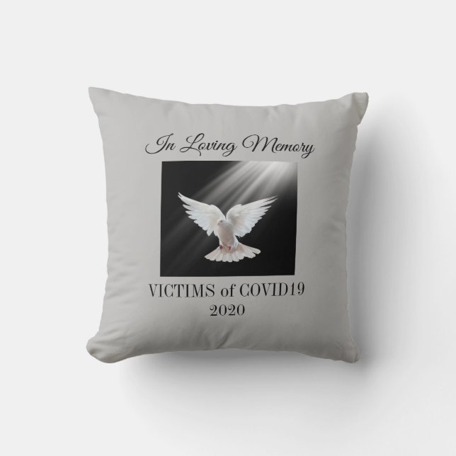 Coussin Mémoire d'amour, 19 victimes du Covid, gris (Recto)
