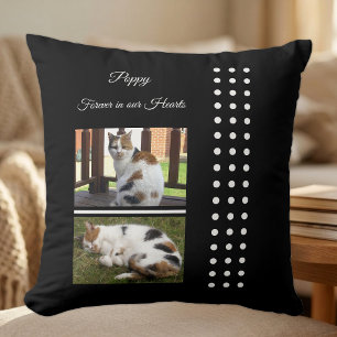 Coussin Mémorial de chat noir et blanc ajoutez des photos