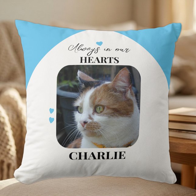 Coussin Mémorial de chat Objet de souvenir 2 photos bleu (Créateur téléchargé)