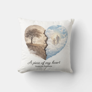 Coussin Mémorial Un morceau de mon cœur vit au ciel 