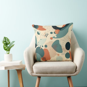 Coussin Memphis Bloc de Couleur Abstrait Navy Orange Sarce