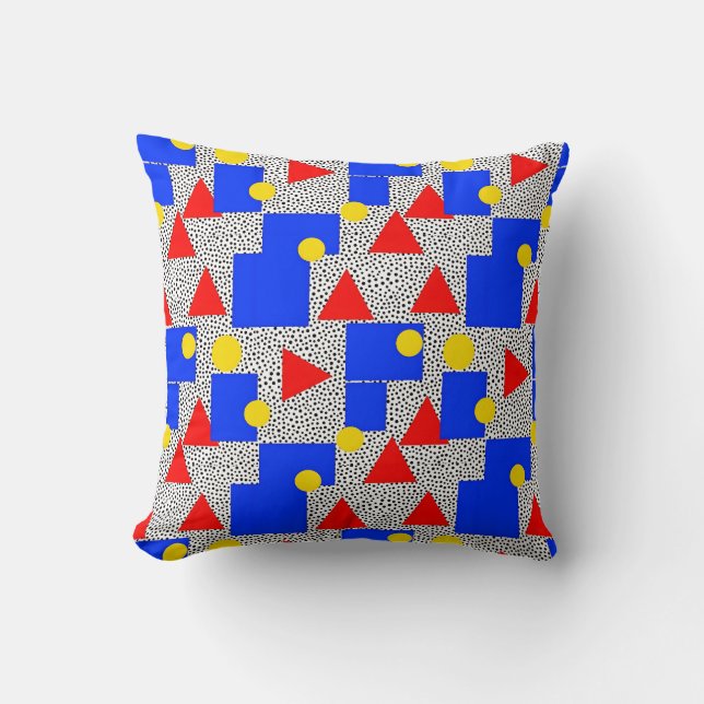 Coussin Memphis Style Geometric Bold Primary Color Abstrac (Recto)