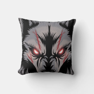 Coussin Menacer le loup avec les yeux rouges brillants