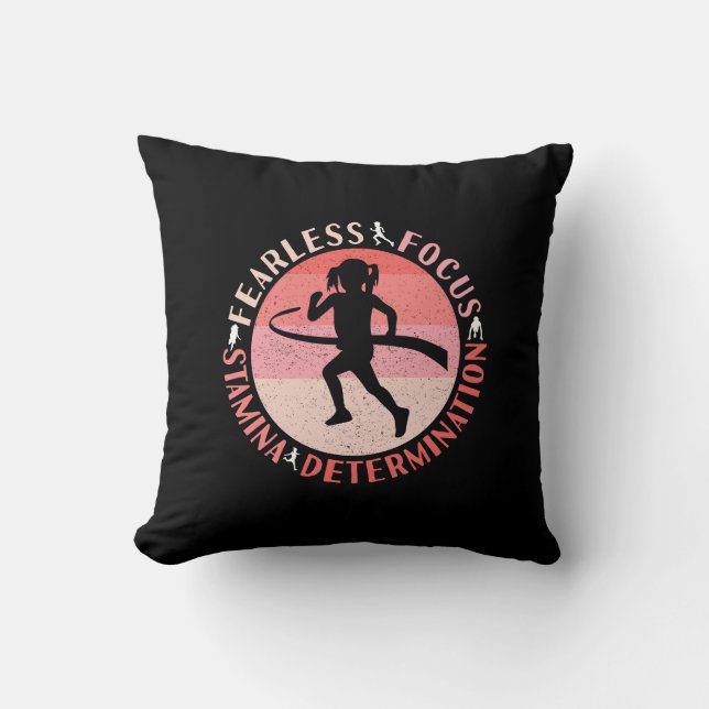 Coussin Mentalité de course pour filles - Coureuse intrépi (Recto)