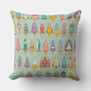 Coussin menthe de fusées rétro